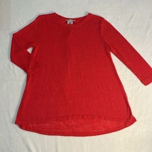 Philosophy Lightweight Gauze Sweater with 3/4 Sleeves    Hi-Low Design Spring